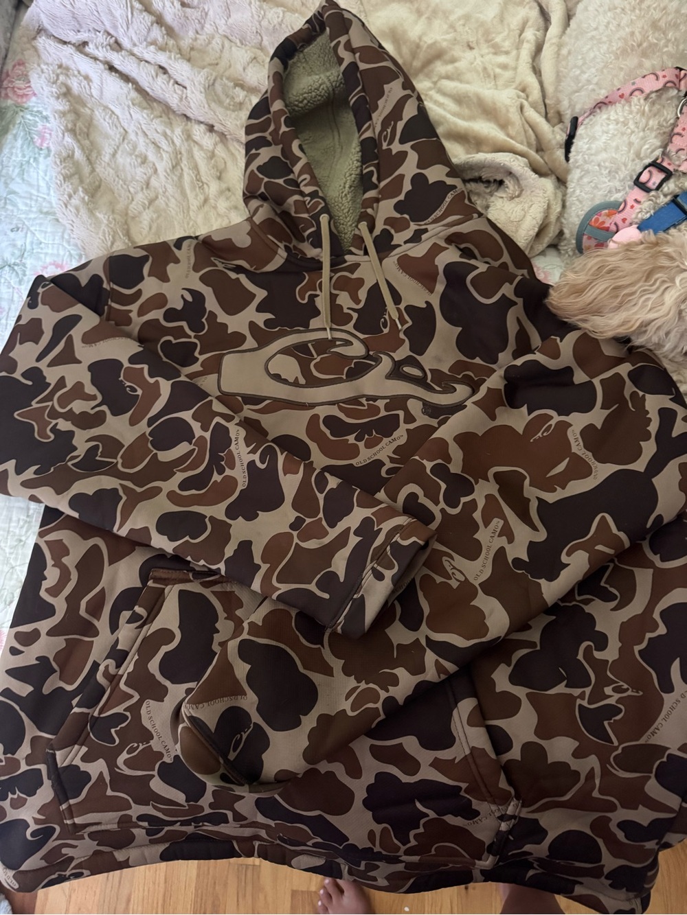 Drake Brown Camo Fleece-Lined Pullover Hoodie